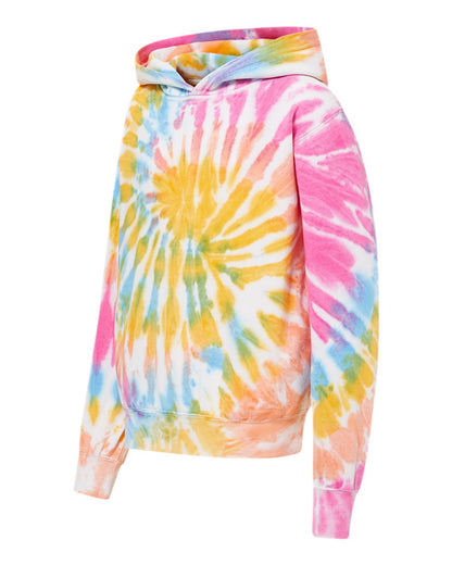 MV Sport Youth Classic Fleece Tie-Dyed Hooded Sweatshirt 128Y #color_Cotton Candy