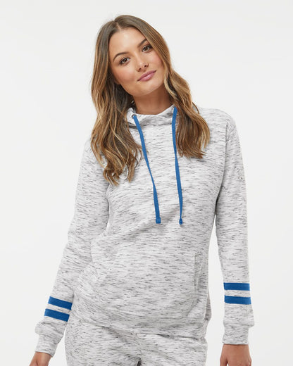 J. America Women’s Mélange Fleece Striped-Sleeve Hooded Sweatshirt 8674 J. America Women’s Mélange Fleece Striped-Sleeve Hooded Sweatshirt 8674