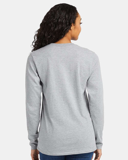 Hanes Unisex Perfect-T Long Sleeve T-Shirt 498L #colormdl_Light Steel