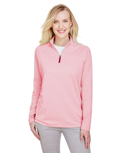 Devon & Jones Women's CrownLux Performance® Clubhouse Micro-Stripe Quarter-Zip Pullover DG480W #colormdl_Red