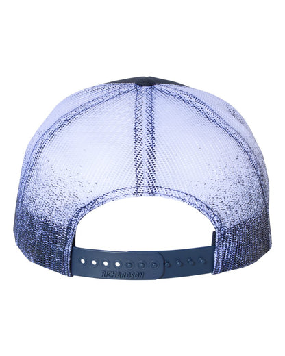 Richardson Printed Mesh Trucker Cap 112PM #color_Navy/ Navy to White Fade