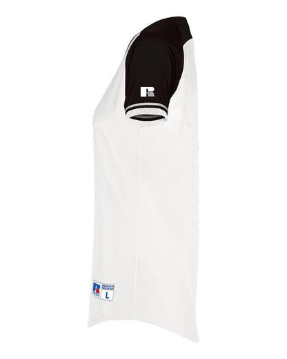 Russell Athletic Women's Classic V-Neck Jersey R01X3X #color_White/ Black/ White