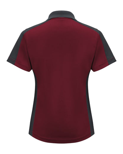 Red Kap Women's Performance Knit Two-Tone Polo SK53 #color_Burgundy/ Charcoal