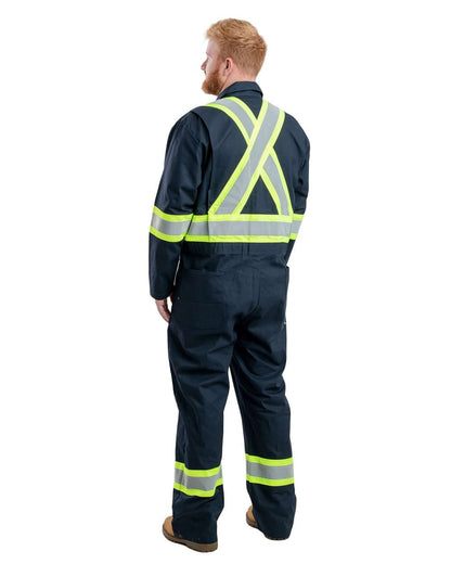 Berne Apparel Men's Safety Striped Unlined Coverall HVC250 #colormdl_Navy