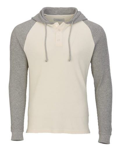Boxercraft Unisex Waffle Knit Pullover Hooded Long Sleeve T-Shirt BM3702 #color_Natural/ Oxford Heather
