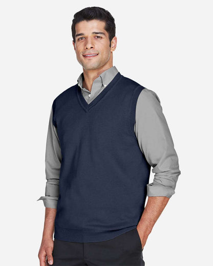 Devon & Jones Unisex V-Neck Sweater Vest D477 #colormdl_Navy