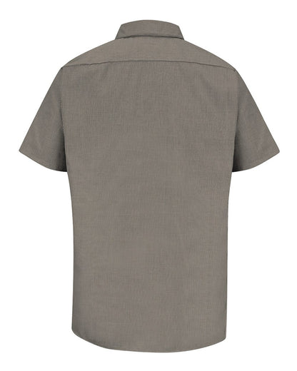 Red Kap Men's Premium Short Sleeve Work Shirt SP20 #color_KB-Khaki/ Black Microcheck