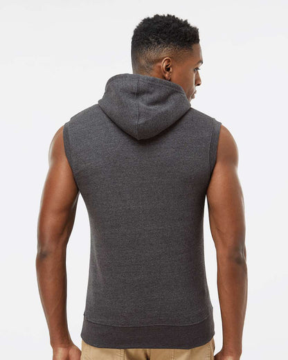 J. America Men's Triblend Sleeveless Hooded Sweatshirt 8877 #colormdl_Black Triblend