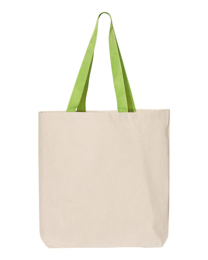 Q-Tees 11L Canvas Tote with Contrast-Color Handles Q4400 #color_Natural/ Lime