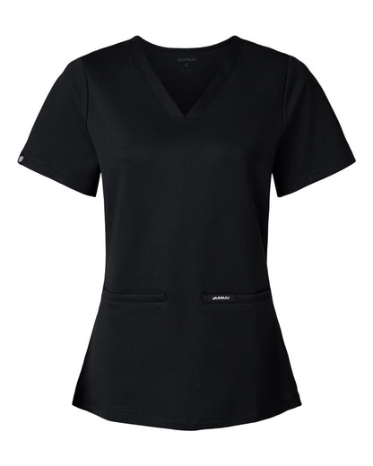 Jaanuu Women's Cesi Ultrasoft Scrub V-Neck Top W30003 #color_Black