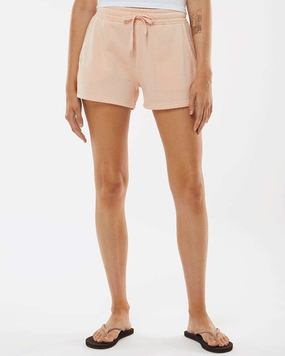 Independent Trading Co. Women’s Lightweight California Wave Wash Fleece Shorts PRM20SRT #colormdl_Blush