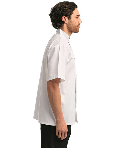 Artisan Collection by Reprime Unisex Ten Studded Front Short Sleeve Chef Coat RP664 #colormdl_White