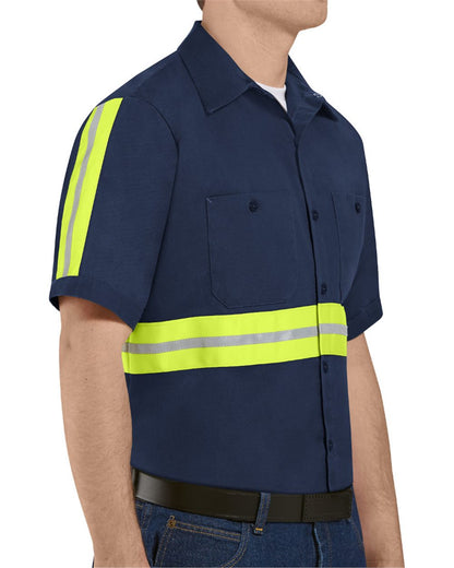 Red Kap Men's Enhanced Visibility Short Sleeve Cotton Work Shirt SC40E Red Kap Men's Enhanced Visibility Short Sleeve Cotton Work Shirt SC40E