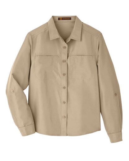Harriton Women's Key West Performance Staff Shirt M580LW #color_Khaki