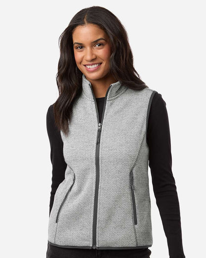 North End Women's Jasper Jacquard Fleece Vest NE731W #colormdl_Grey/ White