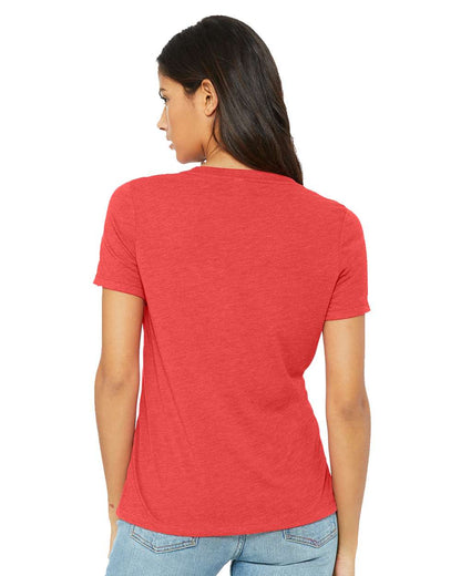 BELLA + CANVAS Women's Relaxed Triblend Short Sleeve V-Neck Tee 6415 #colormdl_Red Triblend