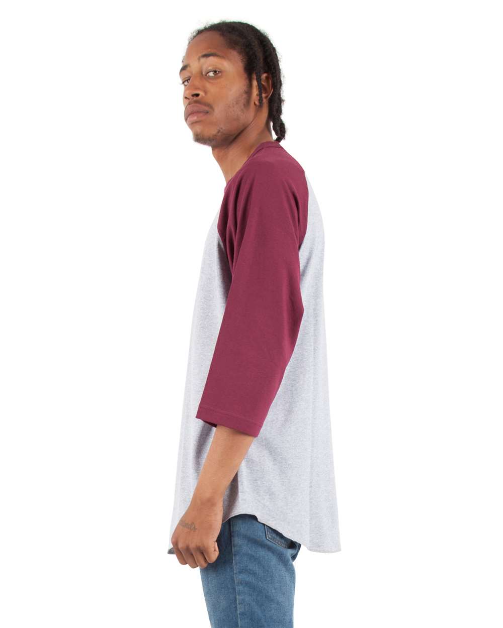 #colormdl_Heather Grey/ Burgundy