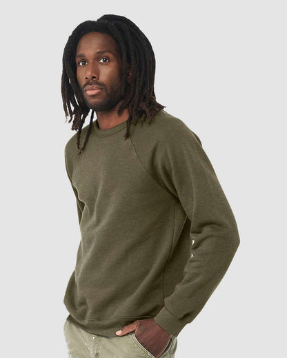 BELLA + CANVAS Sponge Fleece Raglan Crewneck Sweatshirt 3901 #colormdl_Heather Olive