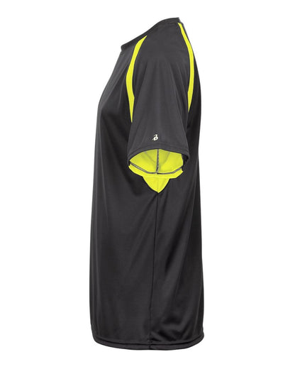 Badger Men's B-Core Hook T-Shirt 4144 #color_Graphite/ Safety Yellow