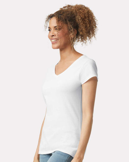Gildan Women's Softstyle® V-Neck T-Shirt 64V00L #colormdl_White