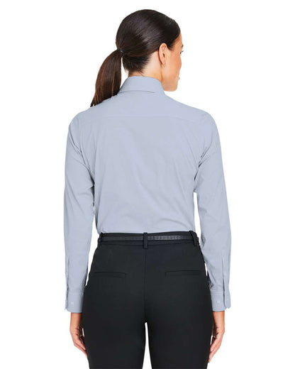 Devon & Jones Women's CrownLux Performance® Microstripe Dress Shirt DG537W #colormdl_Navy/ White