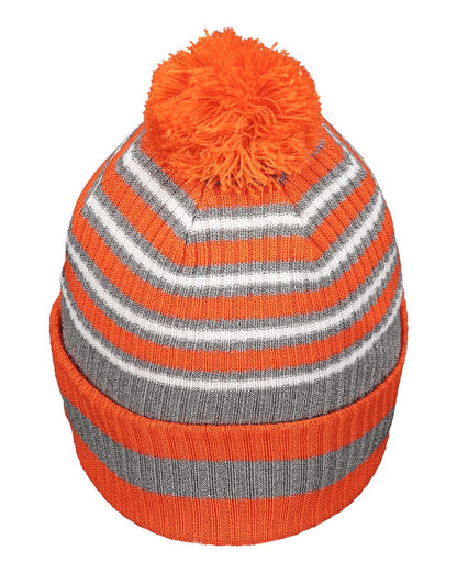 Holloway 8 1/2" Spirit Pom Beanie 223815 #color_Orange/ Heather Grey/ White