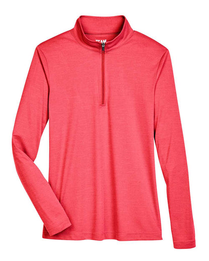 Team 365 Women's Zone Sonic Heather Performance Quarter-Zip Pullover TT31HW #color_Sport Red Heather