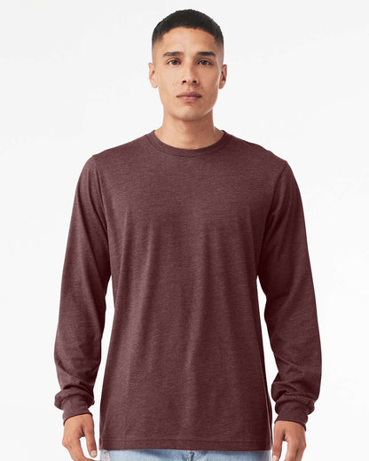 BELLA + CANVAS Heather CVC Long Sleeve Tee 3501CVC #colormdl_Heather Maroon