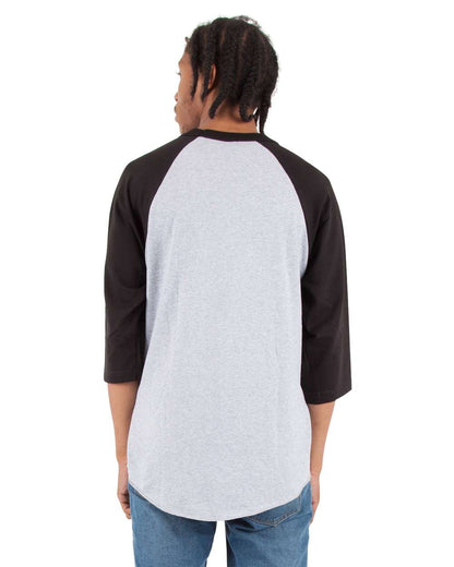 Shaka Wear Unisex Three-Quarter Sleeve Raglan T-Shirt SHRAG #colormdl_Heather Grey/ Black