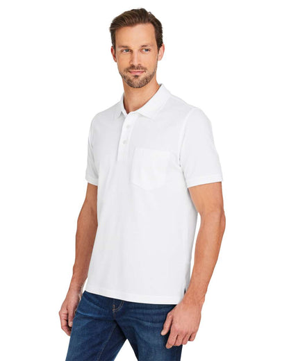 Harriton Men's Valiant Cotton Snag Protect Pocket Polo M205P #colormdl_White