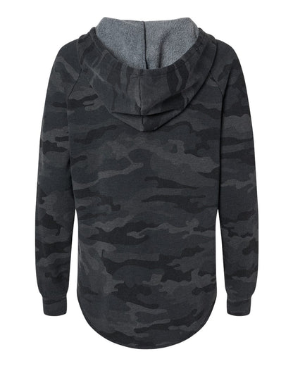 Independent Trading Co. Women’s Lightweight California Wave Wash Hooded Sweatshirt PRM2500 #color_Black Camo Heather