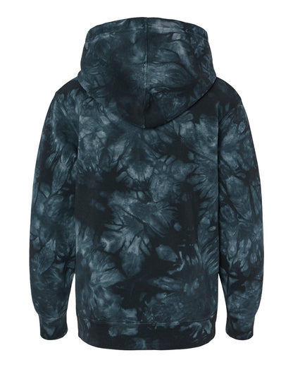 Independent Trading Co. Youth Midweight Tie-Dyed Hooded Sweatshirt PRM1500TD #color_Tie Dye Black