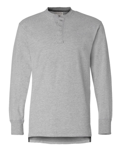 J. America Men's Vintage Brushed Jersey Henley 8244 #color_Oxford