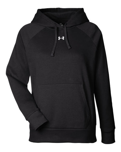 Under Armour Women's Rival Fleece Hooded Sweatshirt 1379500 #color_Black/ White