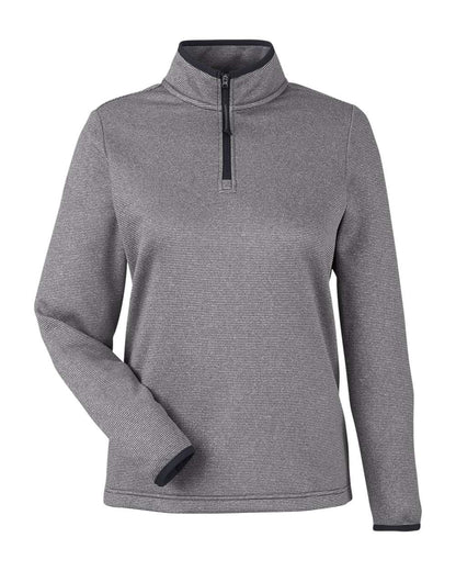 CORE365 Women's Venture Heathered Stripe Quarter-Zip Pullover CE73W #color_Black/ White