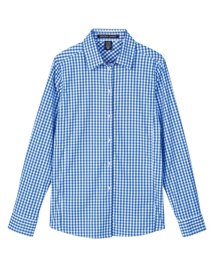 Devon & Jones Women's CrownLux Performance® Gingham Dress Shirt DG536W #color_French Blue/ White