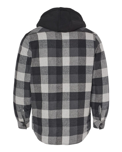 Burnside Quilted Flannel Hooded Jacket 8620 #color_Black/ Grey