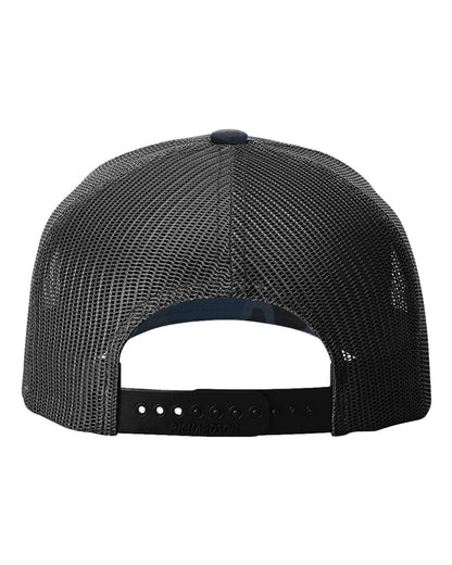 Richardson Five-Panel Printed Trucker Cap 112PFP #color_Admiral Duck Camo/ Black