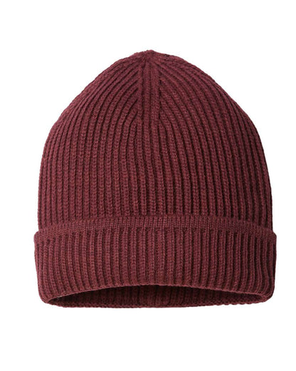 Atlantis Headwear Sustainable Finish Edge Cuffed Beanie MAPLE #color_Burgundy Melange