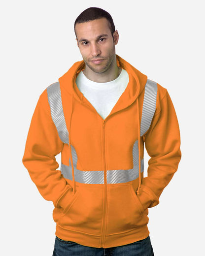 Bayside USA-Made Hi-Visibility Full-Zip Hooded Sweatshirt - Segmented Tape 3737 #colormdl_Orange