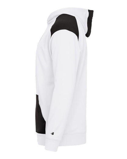 Badger Breakout Performance Fleece Hooded Sweatshirt 1440 #color_White/ Black