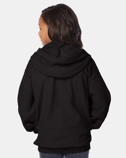 Hanes Youth EcoSmart® Full-Zip Hooded Sweatshirt P480 #colormdl_Black