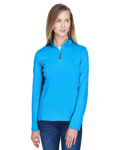 Devon & Jones Women's DRYTEC20™ Performance Quarter-Zip Pullover DG479W #colormdl_Ocean Blue/ Navy/ Ocean Blue