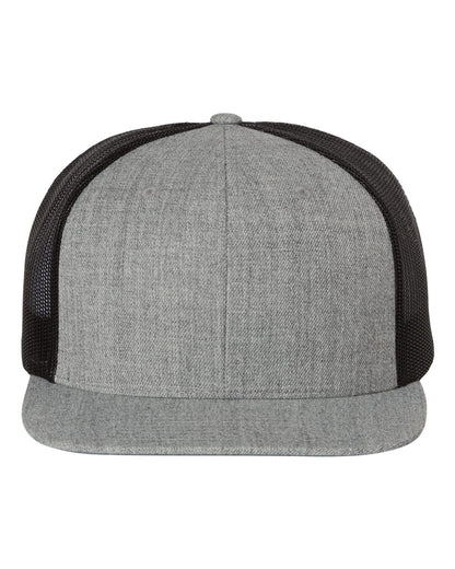 Richardson Wool Blend Flat Bill Trucker Cap 511 #color_Heather Grey/ Black
