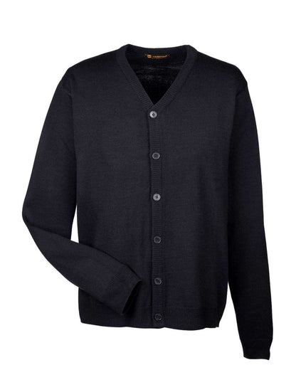 Harriton Men's Pilbloc™ V-Neck Button Cardigan Sweater M425 #color_Black