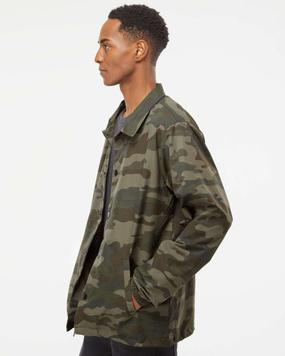 Independent Trading Co. Water-Resistant Windbreaker Coach’s Jacket EXP99CNB #colormdl_Forest Camo