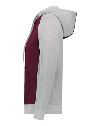 Augusta Sportswear Women's Eco Revive™ Three-Season Triblend Fleece Full-Zip Hooded Sweatshirt 6901 #color_Maroon/ Grey Heather