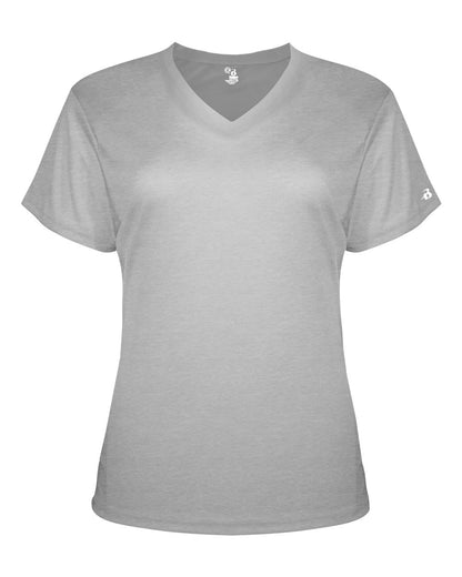 Badger Women’s Triblend Performance V-Neck Short Sleeve T-Shirt 4962 #color_Oxford