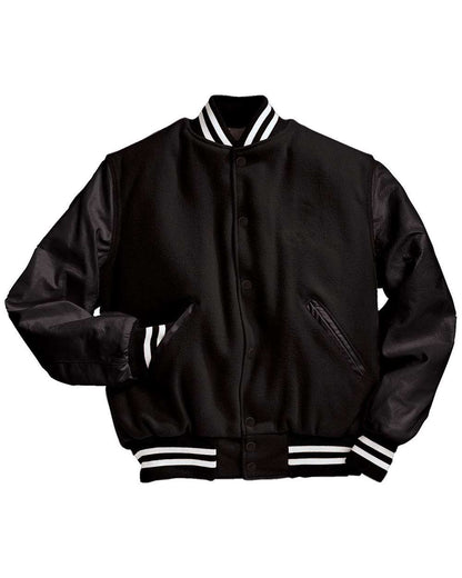 Holloway Men's Varsity Wool Jacket 224183 #color_Black/ Black/ White