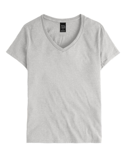 Hanes Women's Perfect-T V-Neck T-Shirt S04V #color_Ash